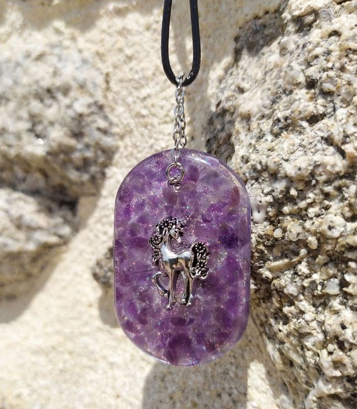 Collier Licorne - Améthyste