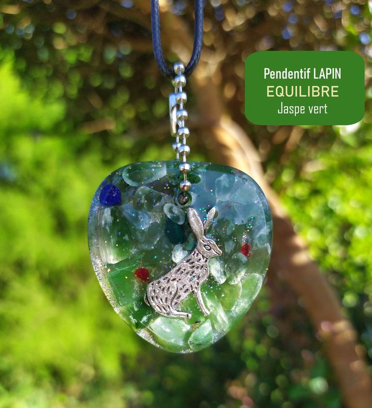 Collier Lapin - Jaspe vert - Equilibre