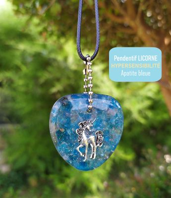 Collier Licorne - Apatite bleue - Hypersensibilité Collier Licorne - Apatite bleue - Hypersensibilité