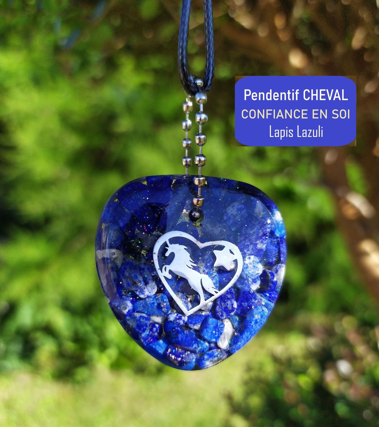 Collier Cheval Coeur - Lapis Lazuli - Confiance en soi Collier Cheval Coeur - Lapis Lazuli - Confiance en soi