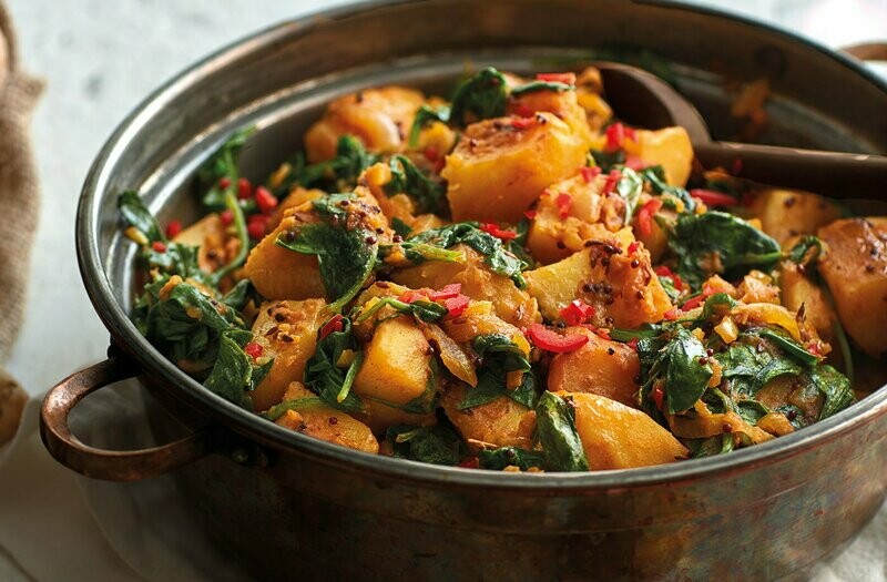 Saag Aloo curried Potato and Spinach (250g with 250g of premium Basmati Rice)