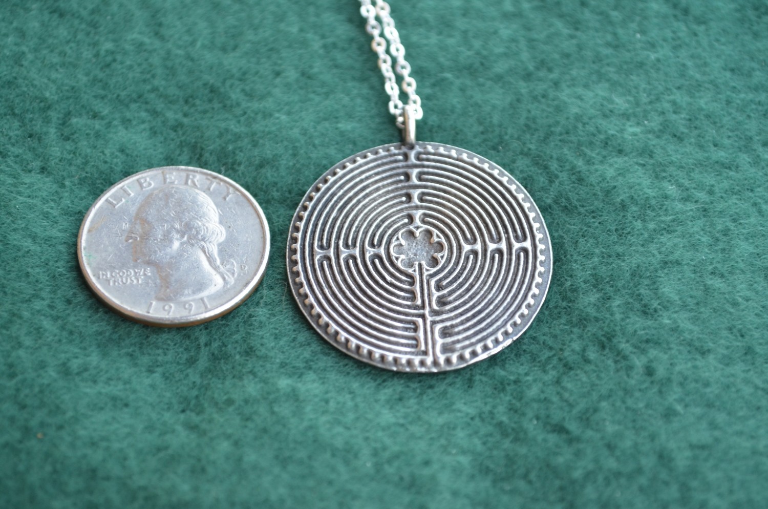 Necklace: Pewter Single Sided Chartres Labyrinth