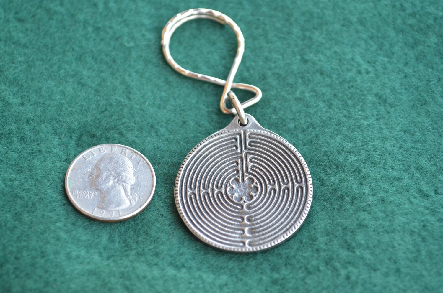 Dual-Sided Labyrinth Keychain: Pewter (Chartres/Classical)