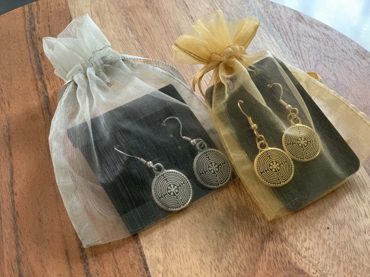 Earrings: Double sided Chartres - gold plated