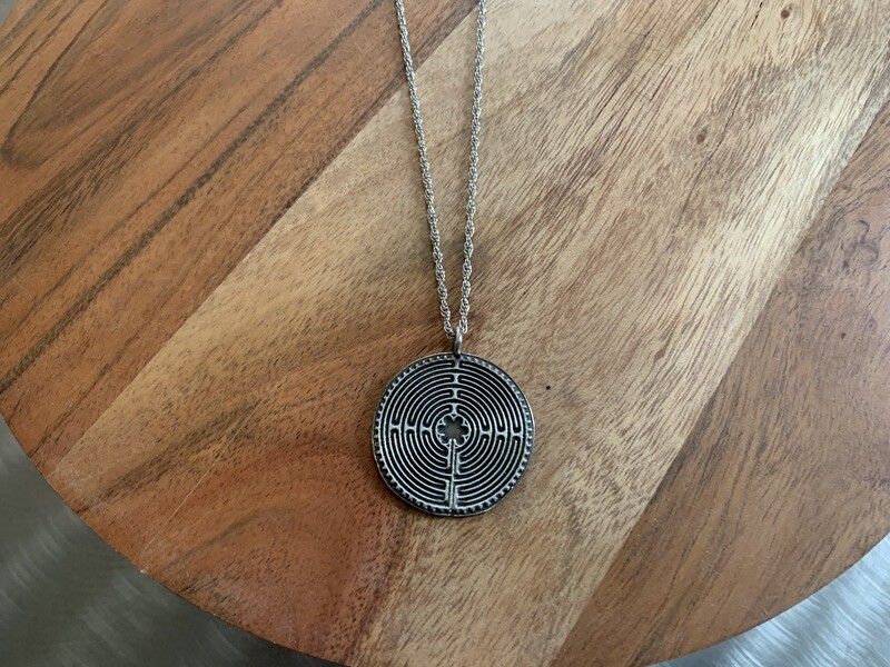 Necklace: Pewter Single Sided Chartres Labyrinth