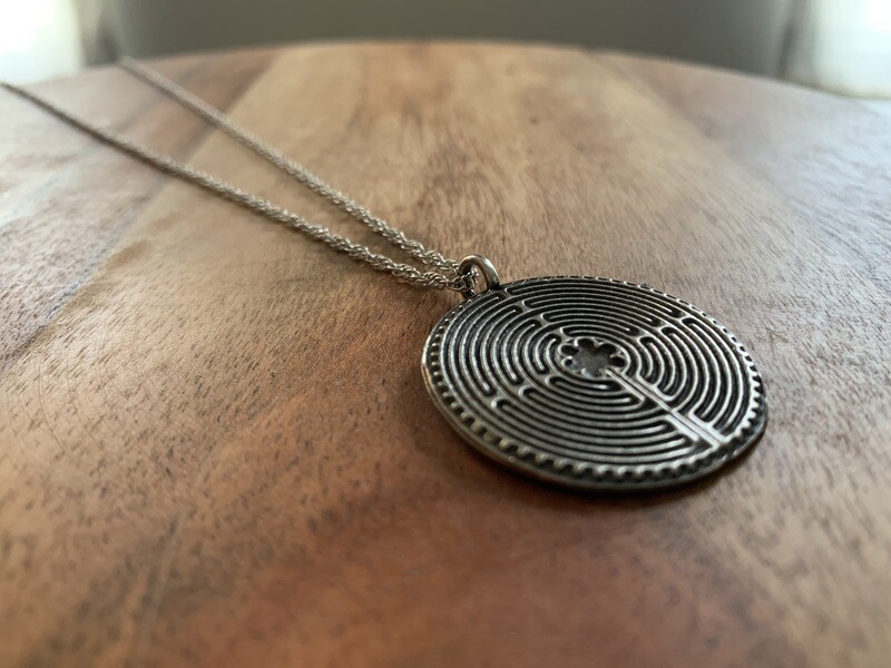 Necklace: Pewter Single Sided Chartres Labyrinth