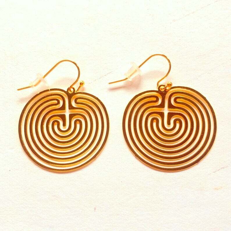 Earrings: Gold Plated Labyrinth