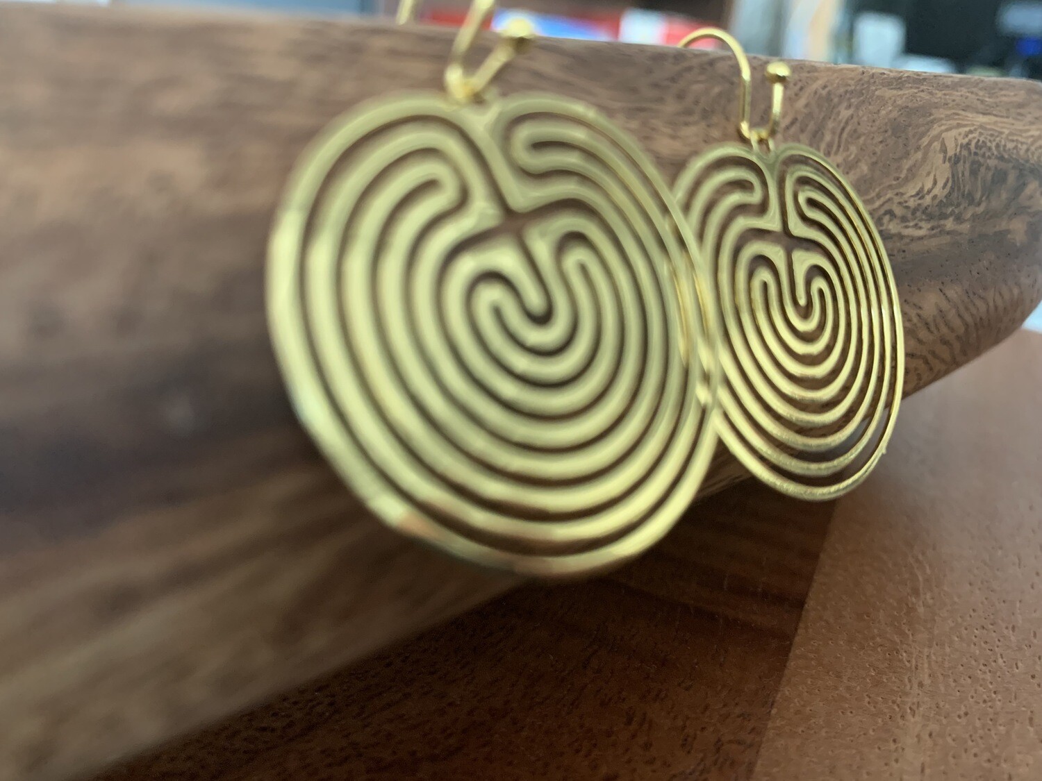 Earrings: Gold Plated Labyrinth