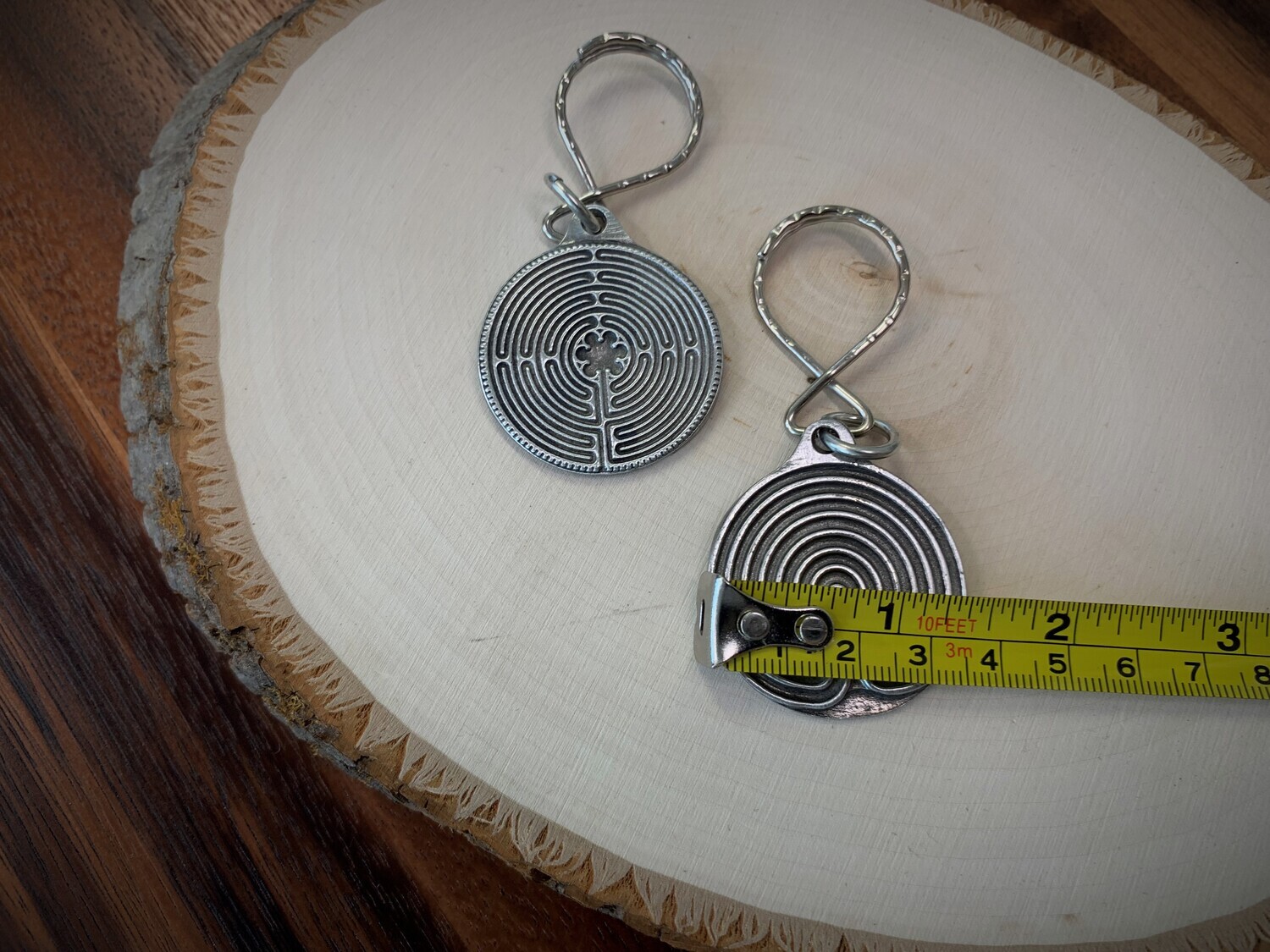 Dual-Sided Labyrinth Keychain: Pewter (Chartres/Classical)