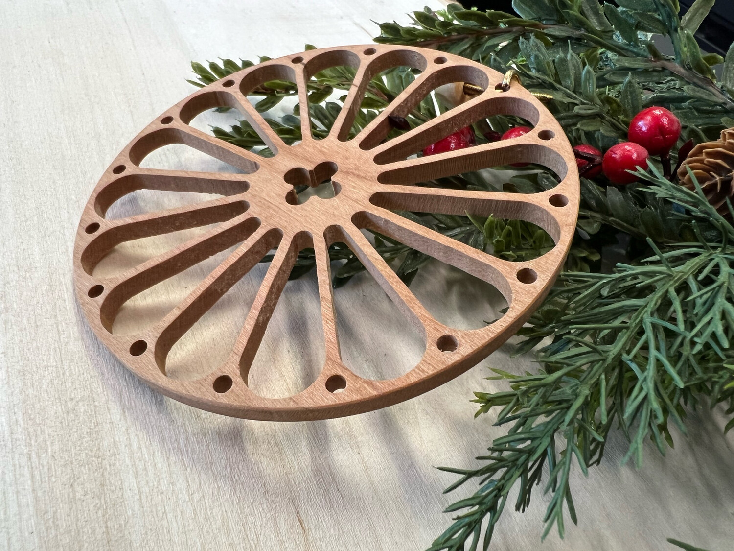 *Holiday Wood Ornament - Rose Window (16 pane)