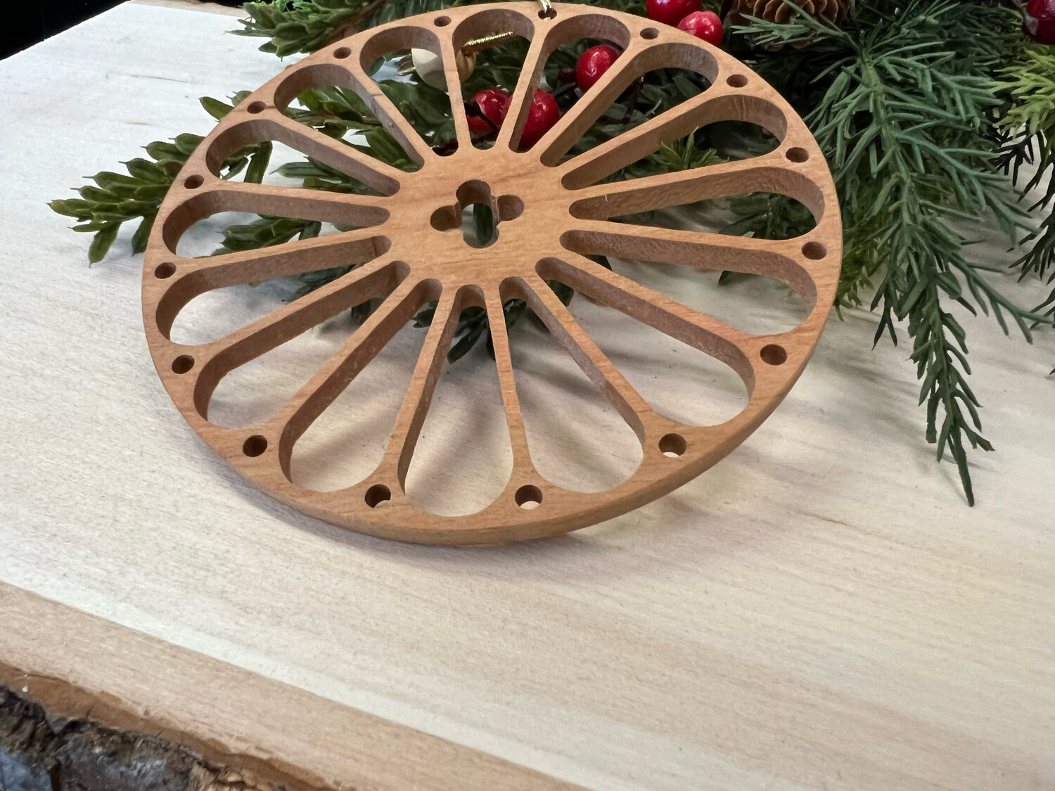 *Holiday Wood Ornament - Rose Window (16 pane)