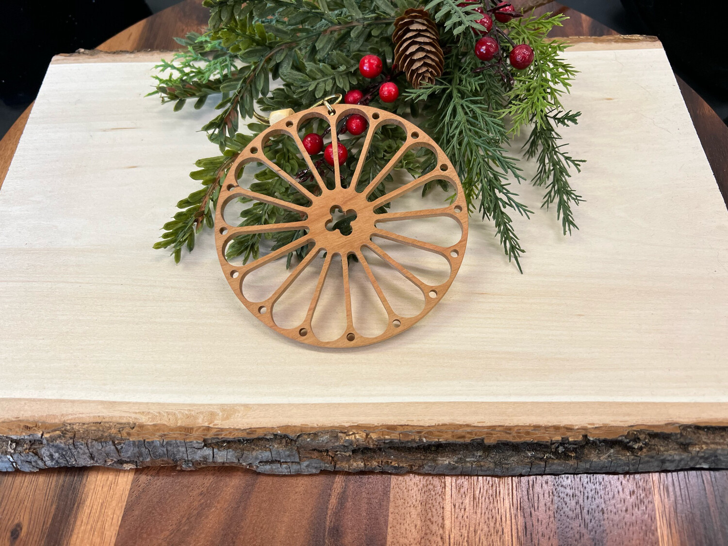 *Holiday Wood Ornament - Rose Window (16 pane)