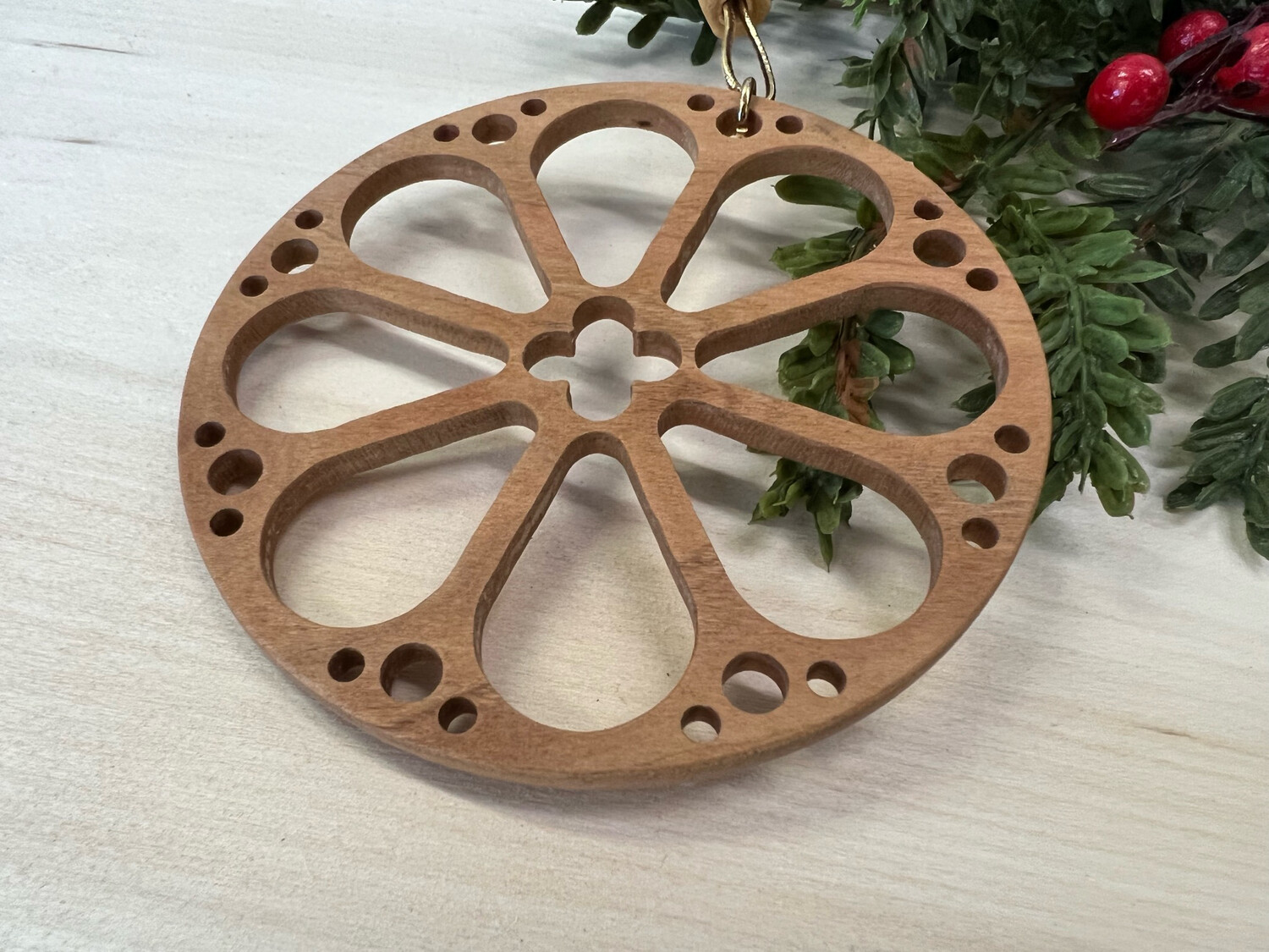 *Holiday Wood Ornament - Rose Window (8 pane)