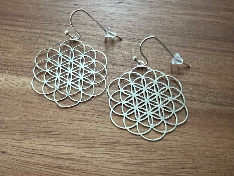 Earrings: Silver Plated Expanded Seed of Life