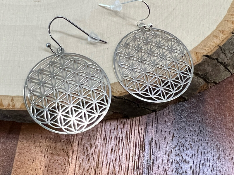 Earrings: Silver Plated Flower of Life