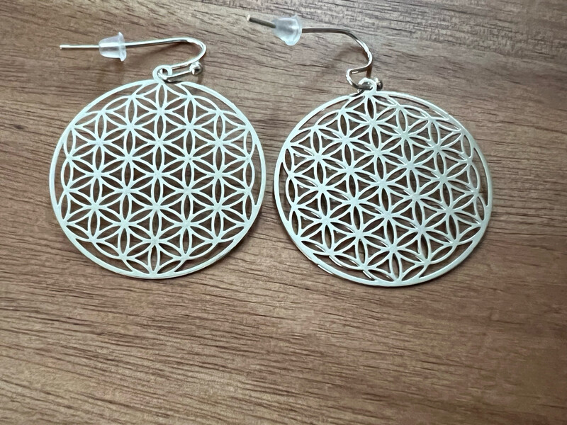 Earrings: Silver Plated Flower of Life