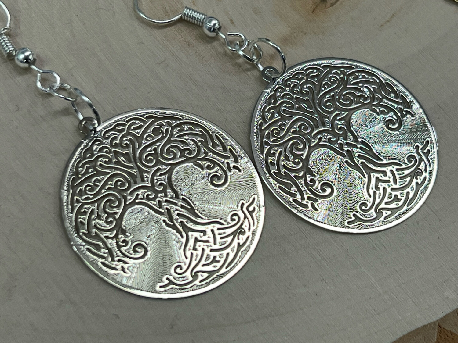 Earrings: Silver Plated Tree of Life