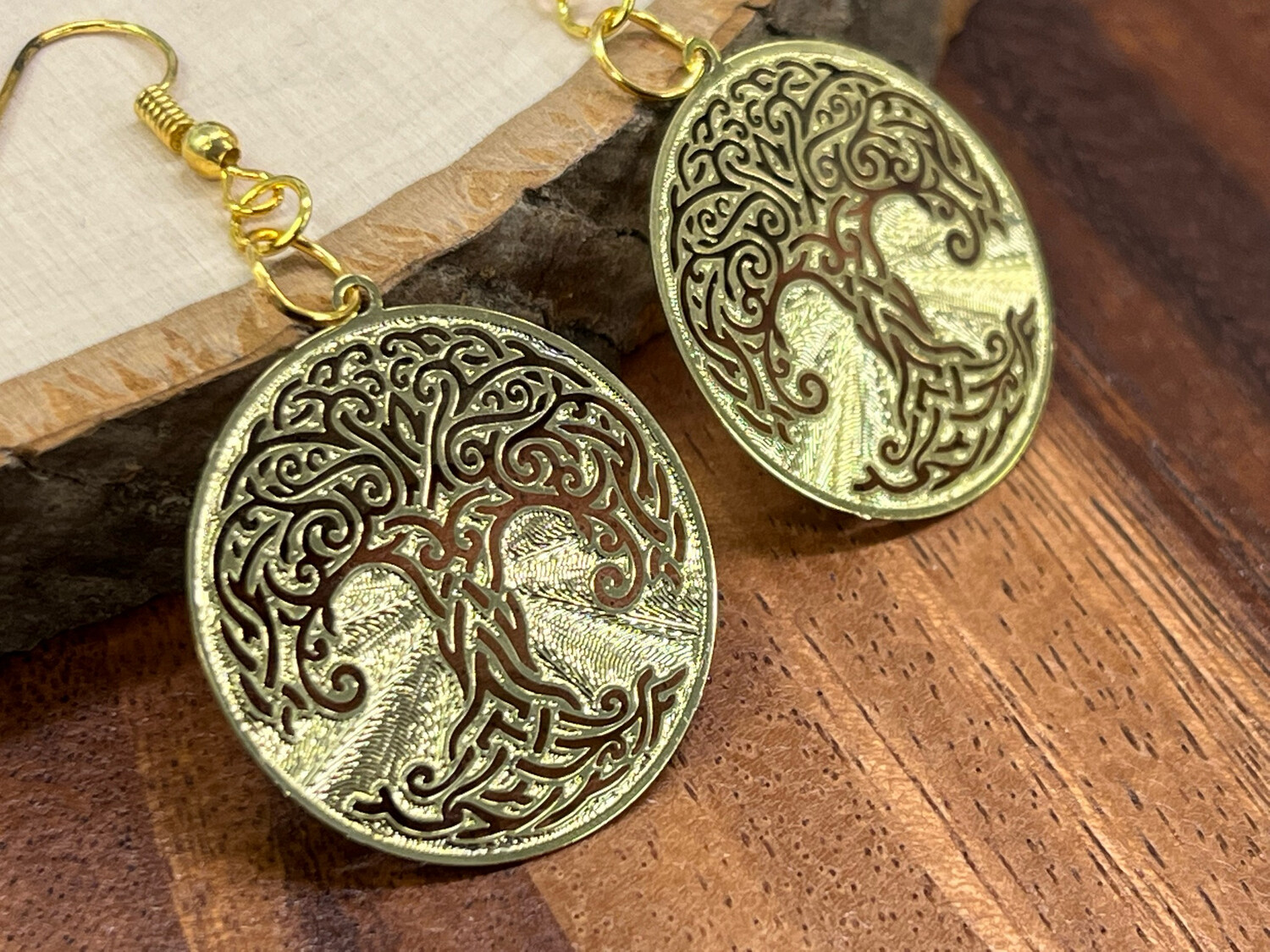 Earrings: Gold Plated Tree of Life
