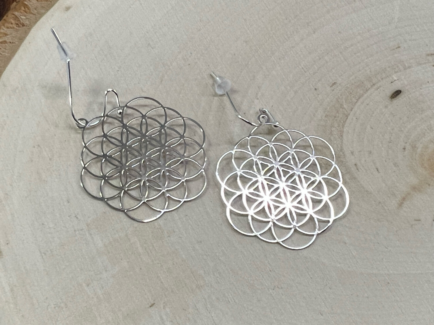 Earrings: Silver Plated Expanded Seed of Life