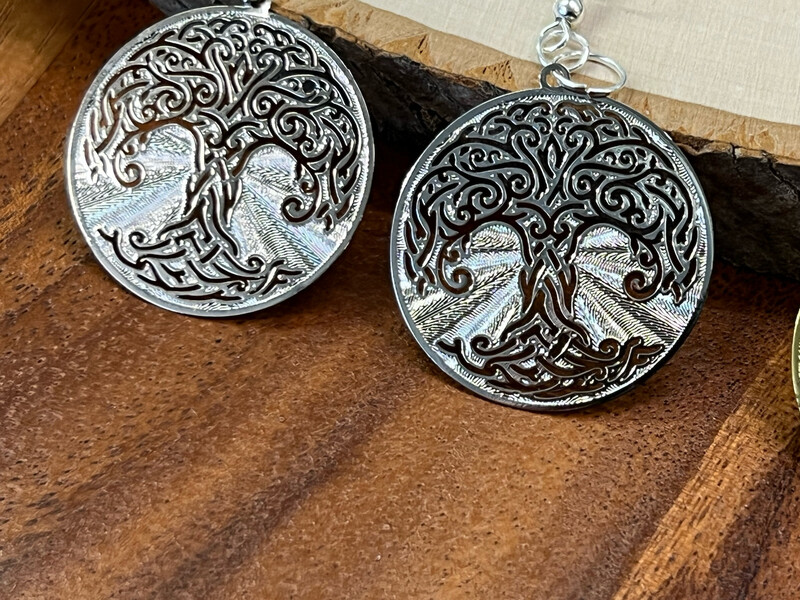 Earrings: Silver Plated Tree of Life