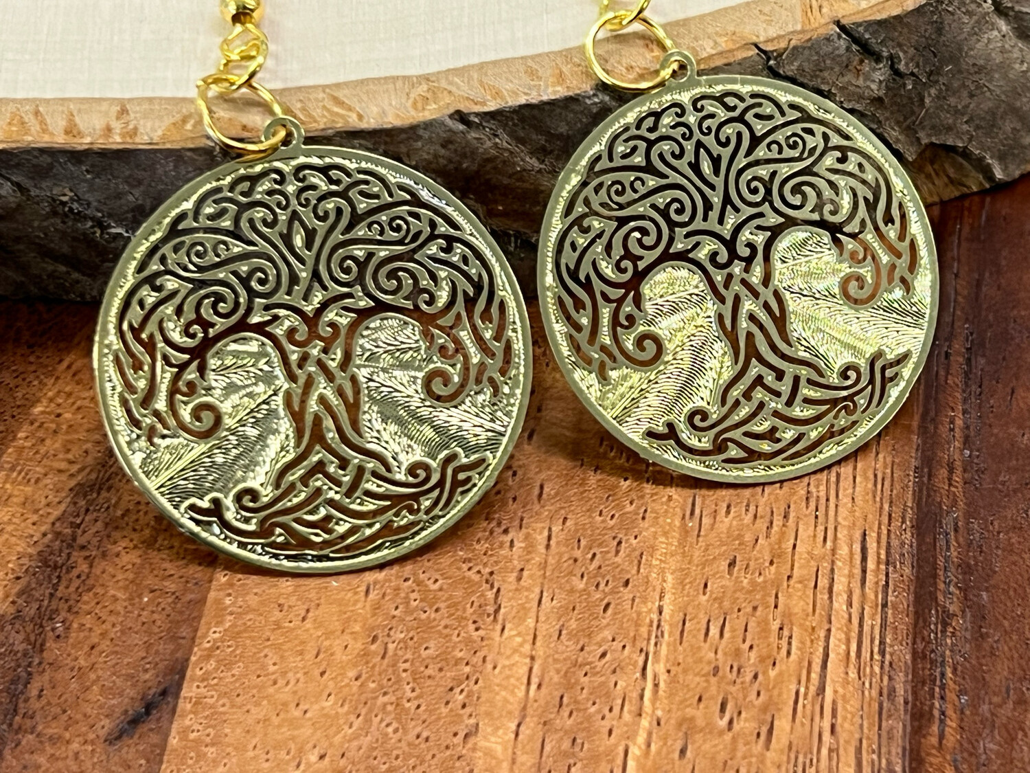 Earrings: Gold Plated Tree of Life