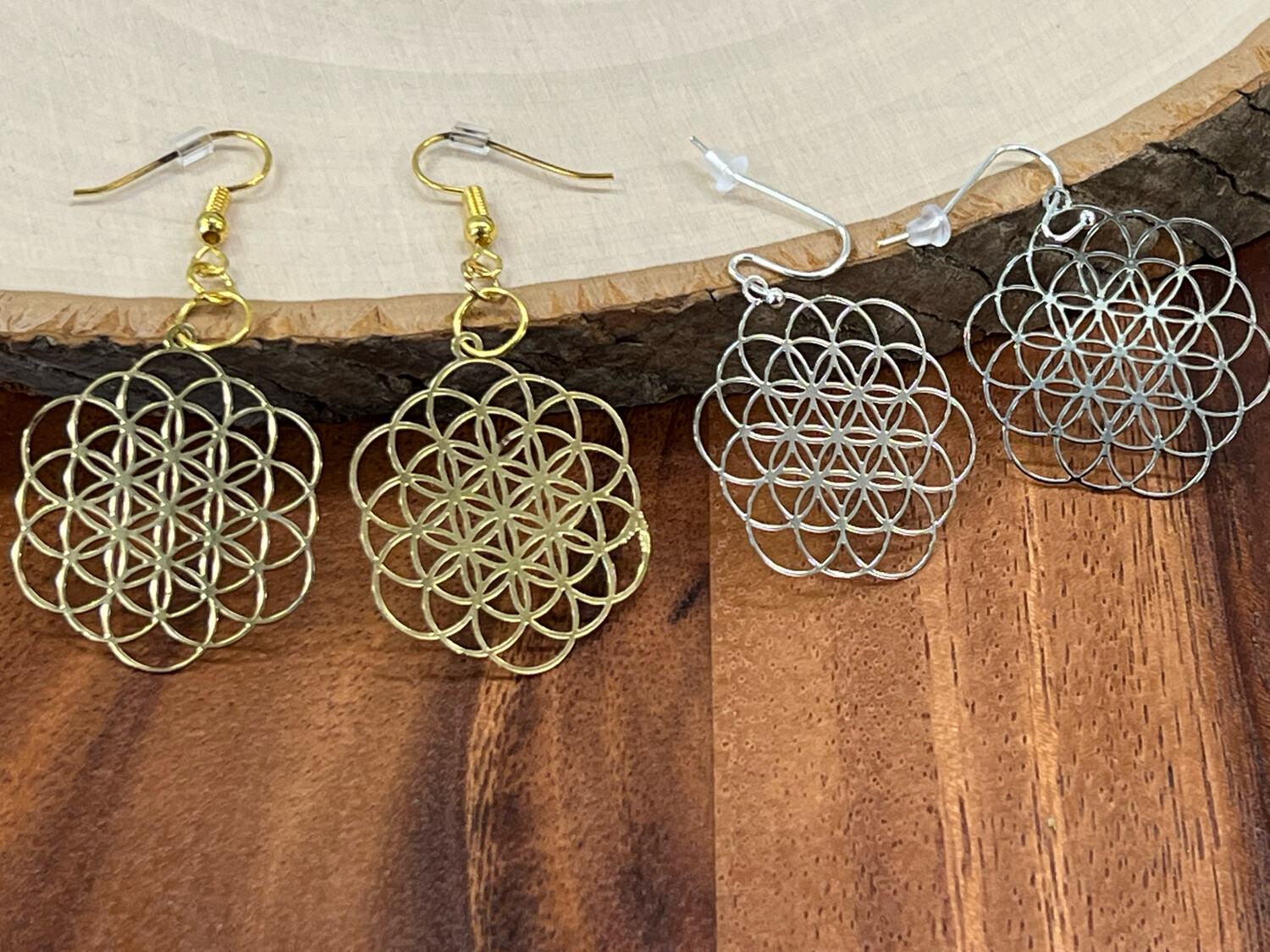 Earrings: Silver Plated Expanded Seed of Life