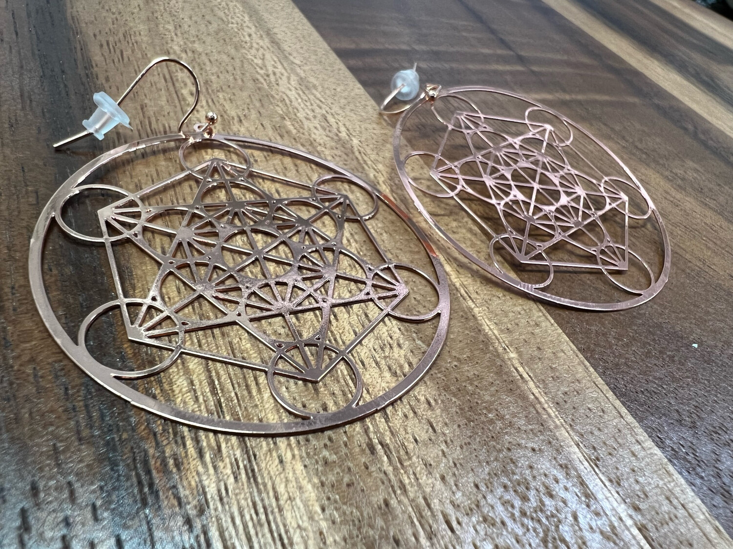 Earrings: Metatron's Cube (Copper Plated)