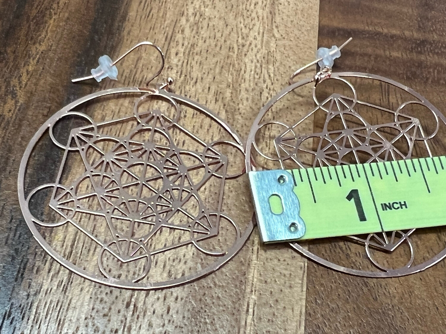 Earrings: Metatron's Cube (Copper Plated)