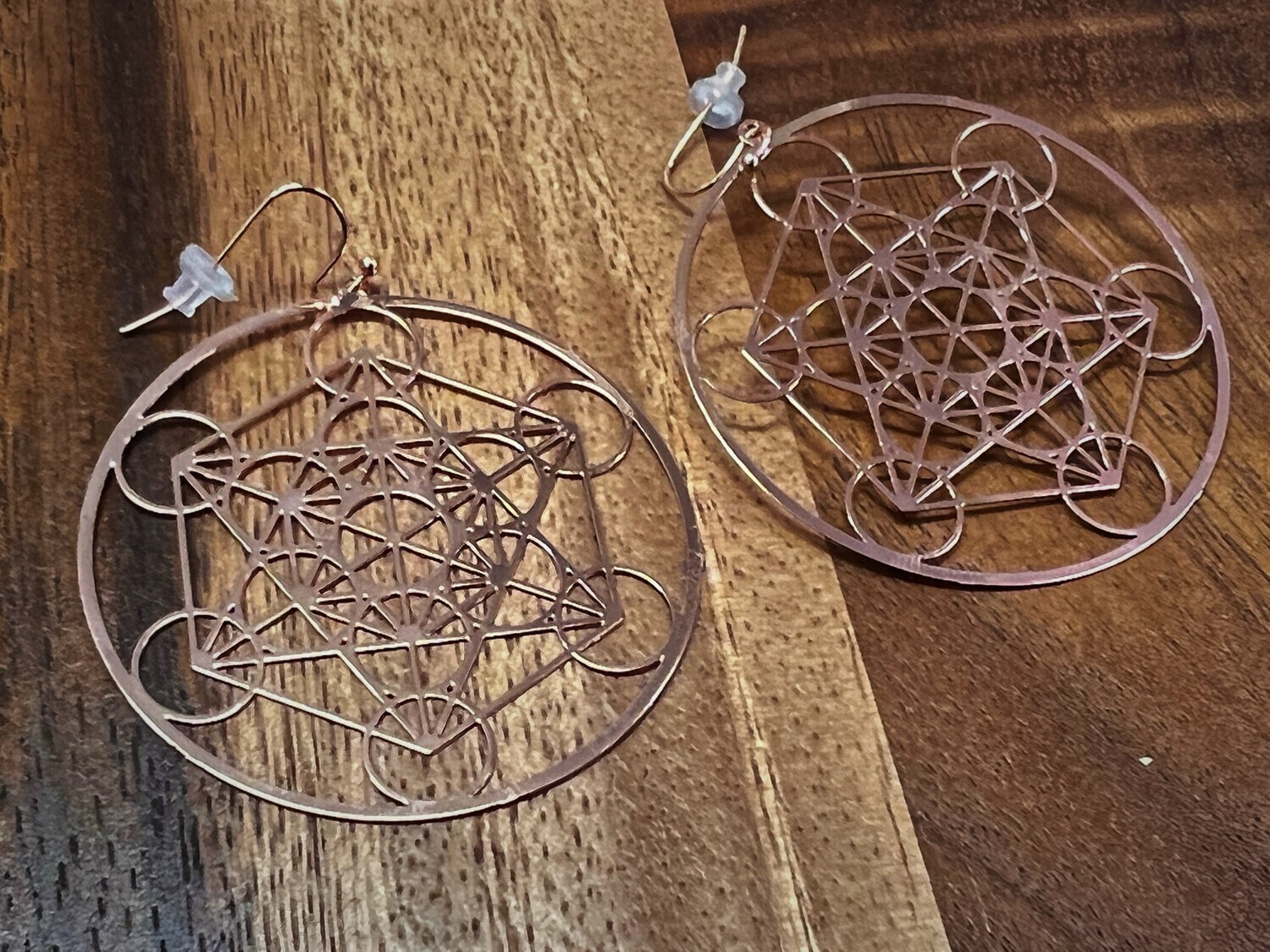 Earrings: Metatron's Cube (Copper Plated)