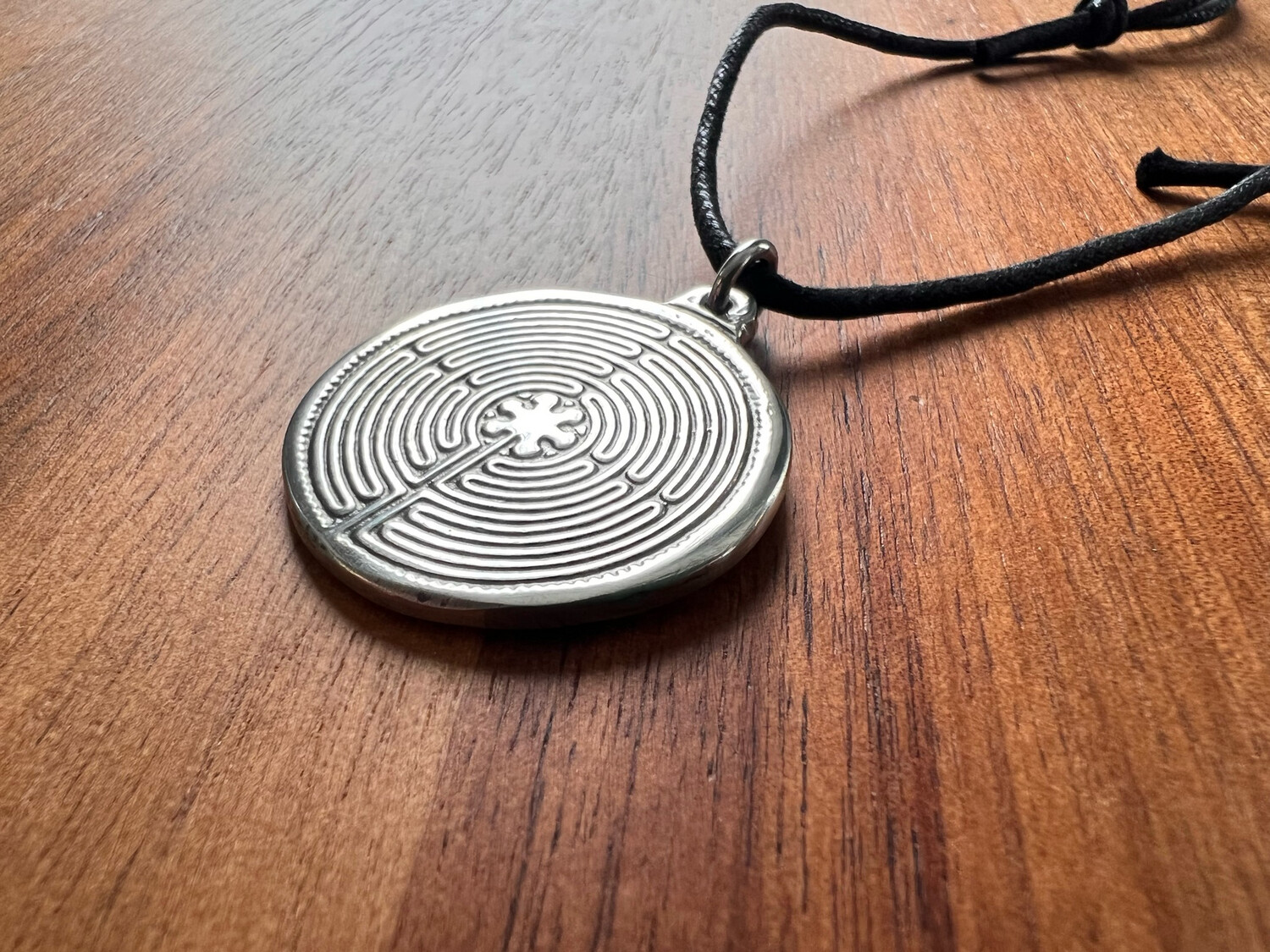 Necklace: Hand Poured Pewter Chartres Labyrinth