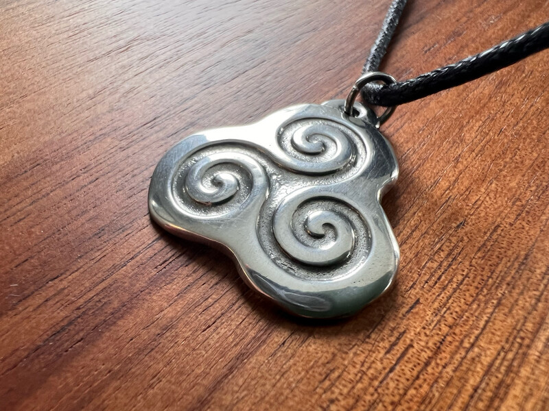 Necklace: Hand Poured Pewter Triple Spirals