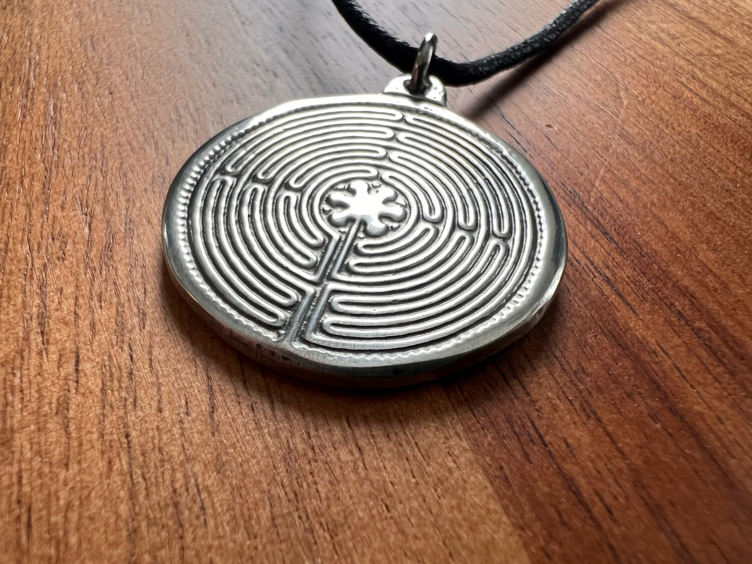 Necklace: Hand Poured Pewter Chartres Labyrinth