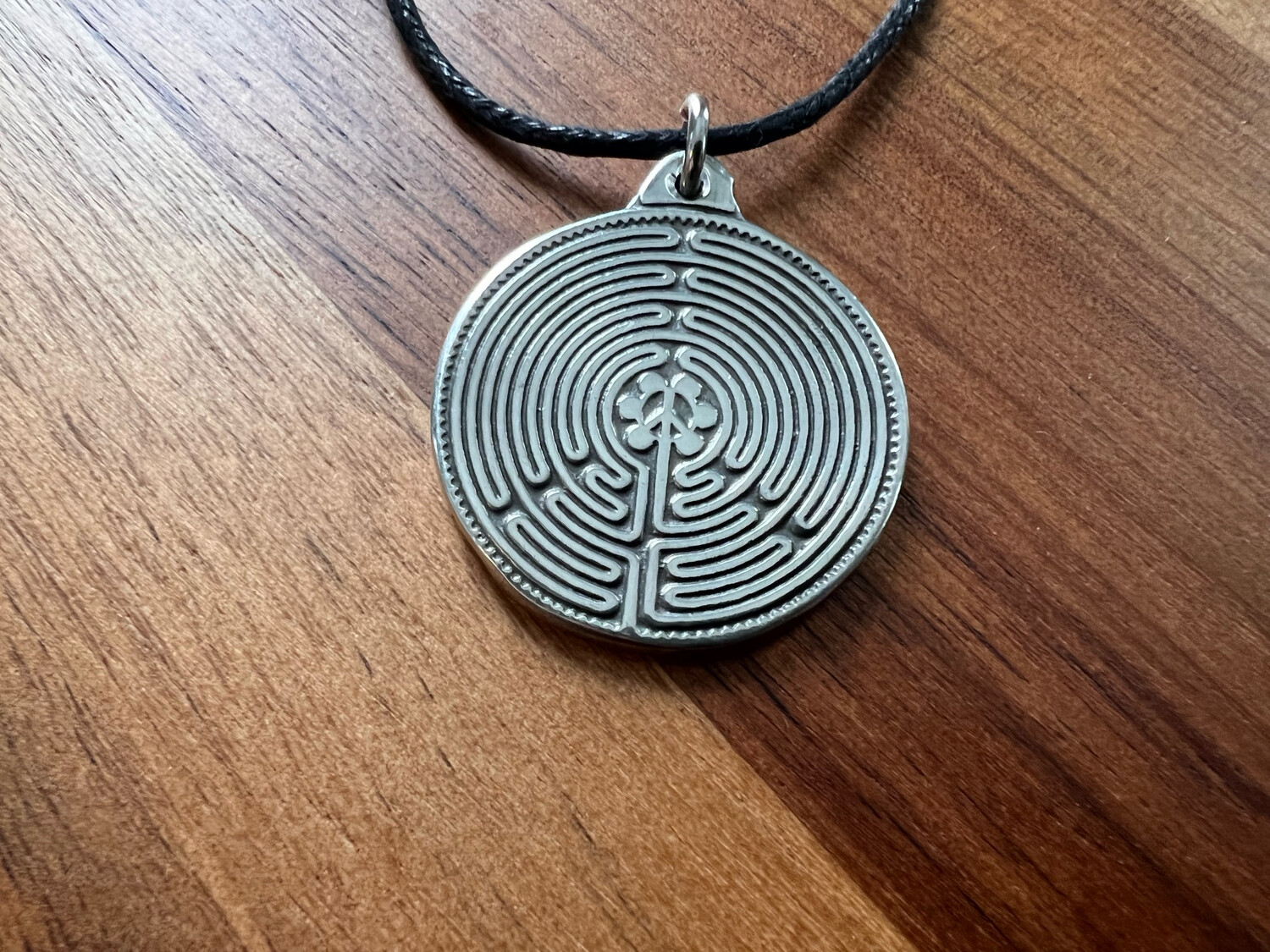 Necklace: Hand Poured Pewter Peace Labyrinth