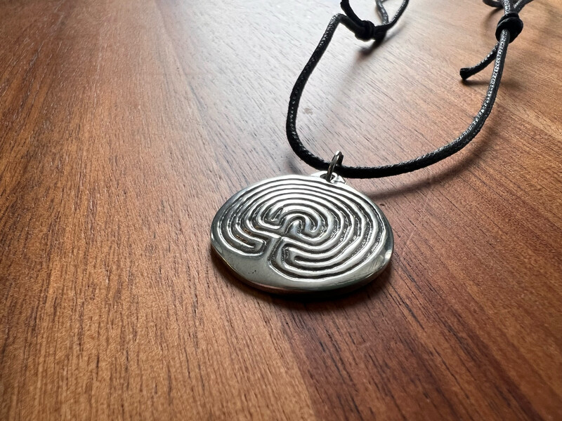 Necklace: Hand Poured Pewter Classical Labyrinth