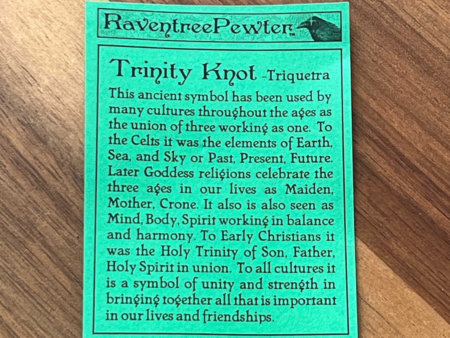 Necklace: Hand Poured Pewter Trinity Knot / Triquetra