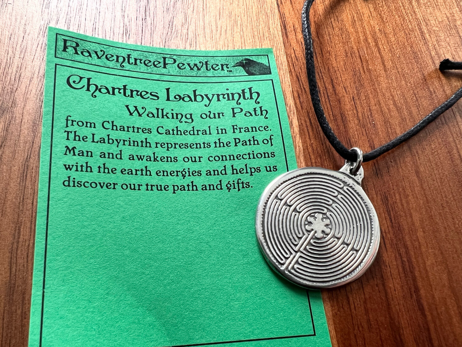 Necklace: Hand Poured Pewter Chartres Labyrinth