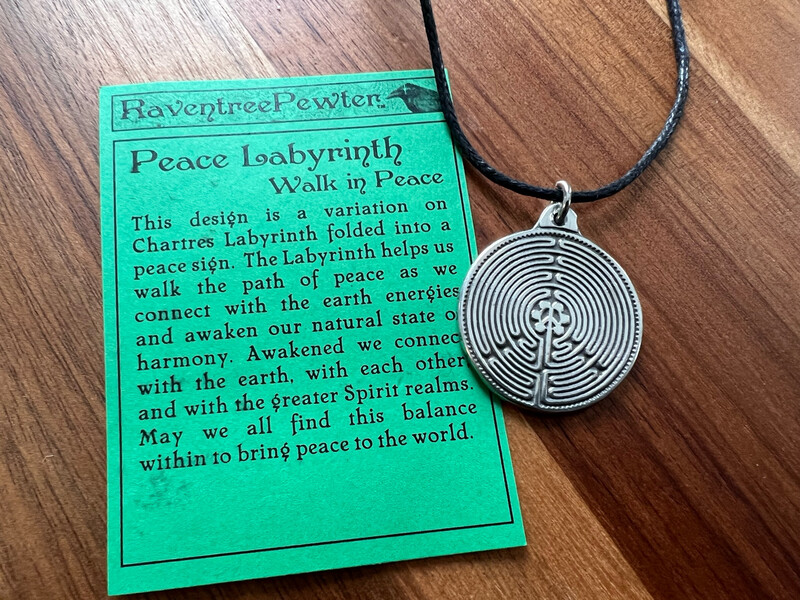 Necklace: Hand Poured Pewter Peace Labyrinth