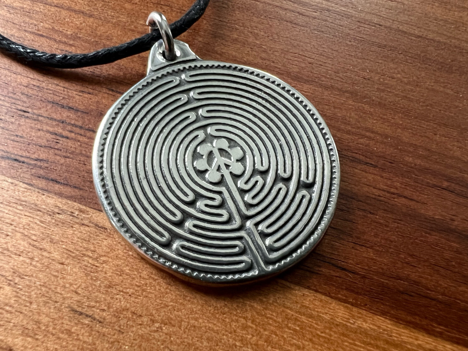 Necklace: Hand Poured Pewter Peace Labyrinth