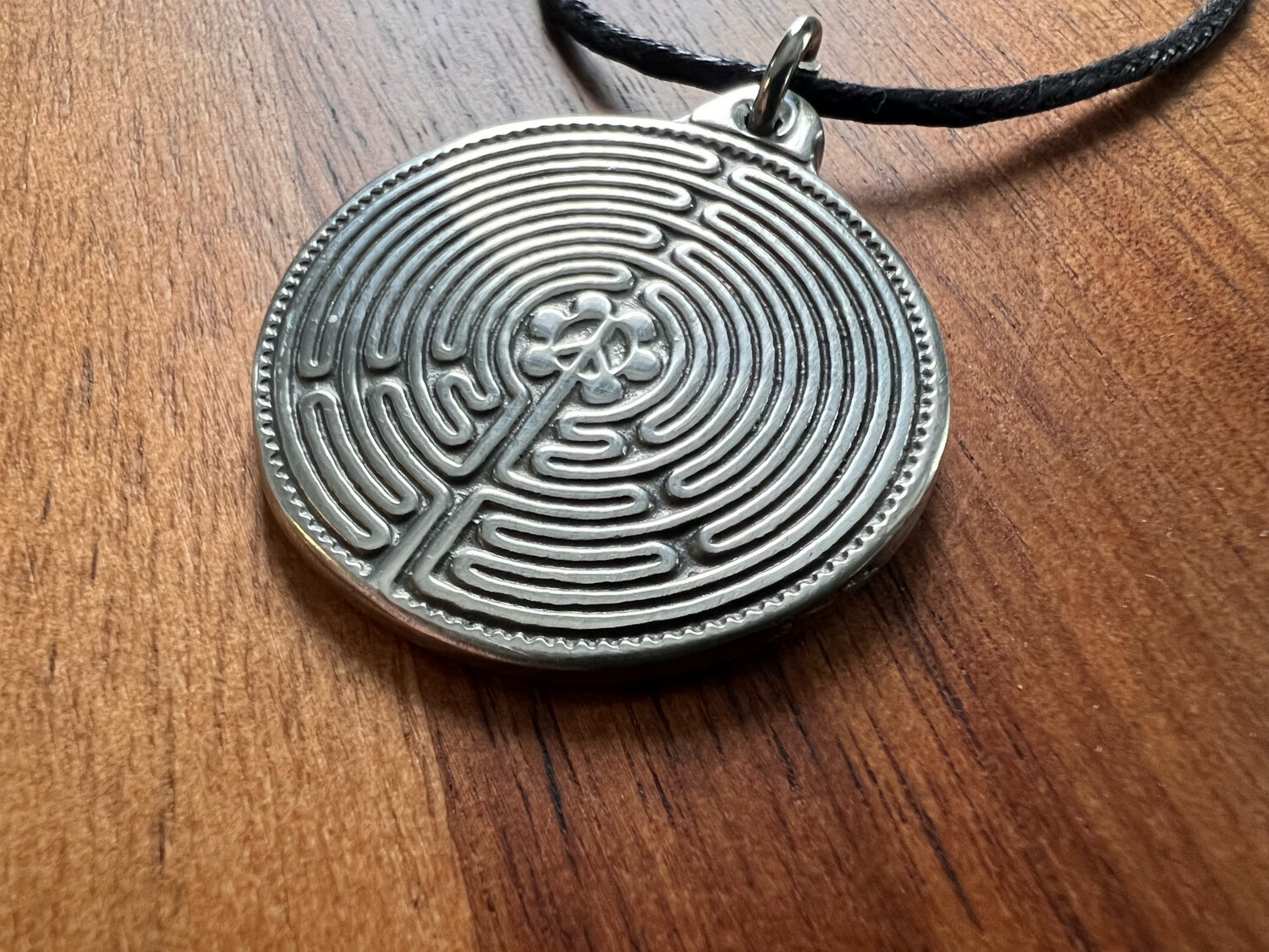 Necklace: Hand Poured Pewter Peace Labyrinth