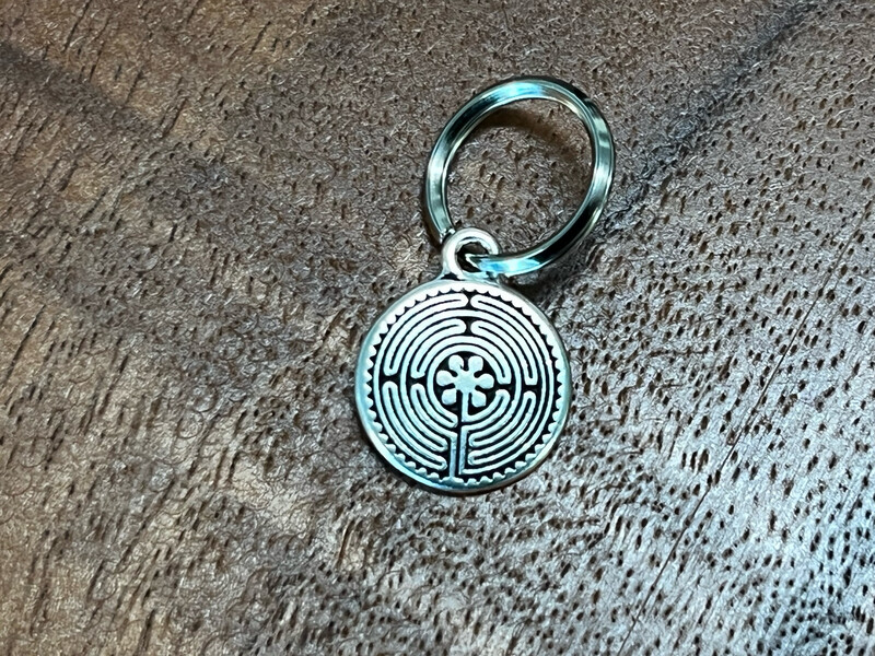 Keychain Embellishment: Double Sided Labyrinth (Antique Silver)