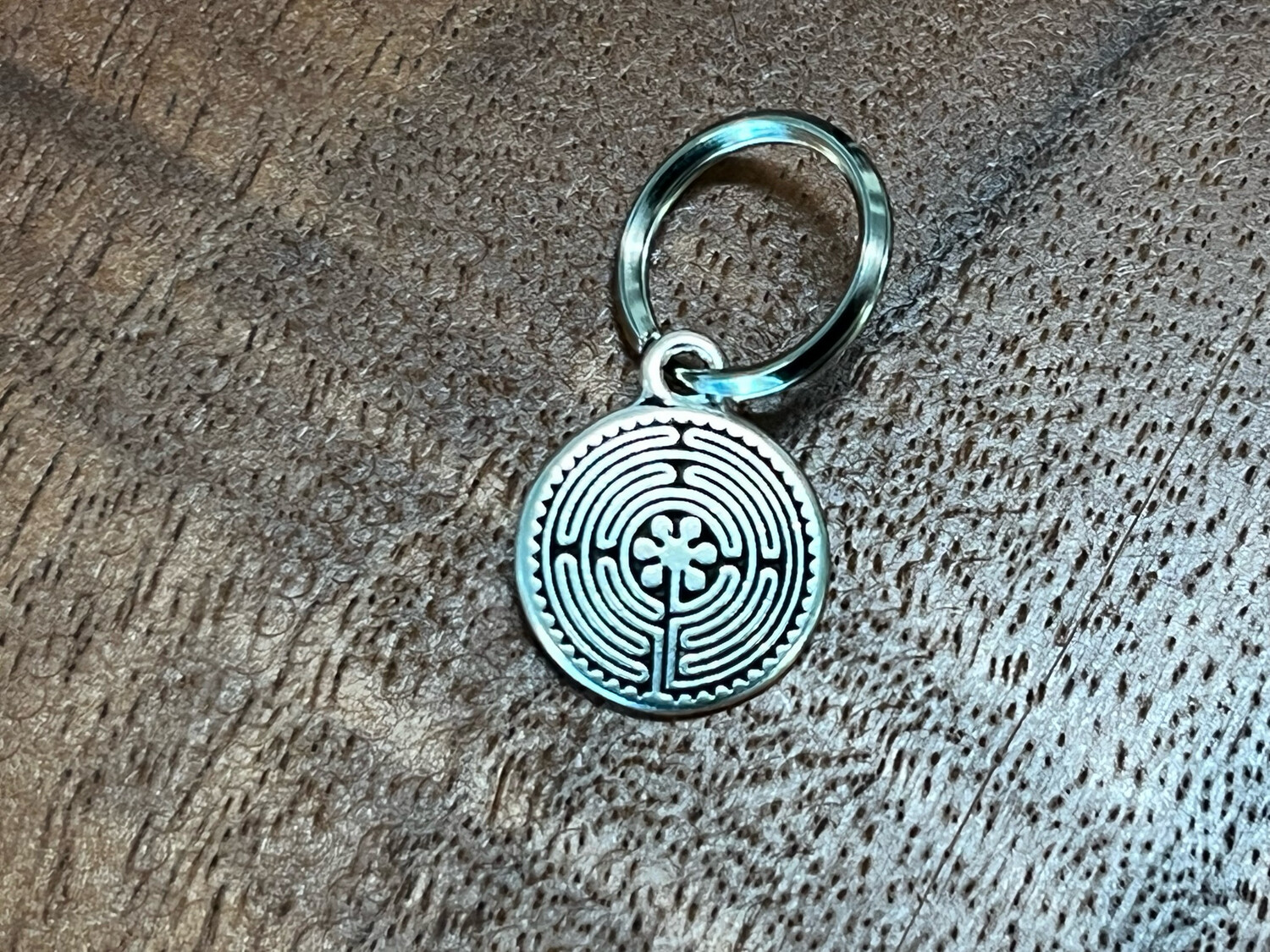 Keychain Embellishment: Double Sided Labyrinth (Antique Silver)