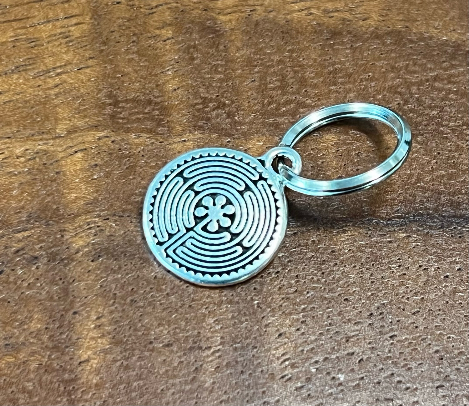 Keychain Embellishment: Double Sided Labyrinth (Antique Silver)