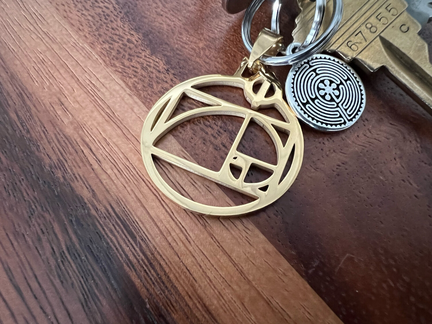 Keychain Embellishment: Double Sided Labyrinth (Antique Silver)