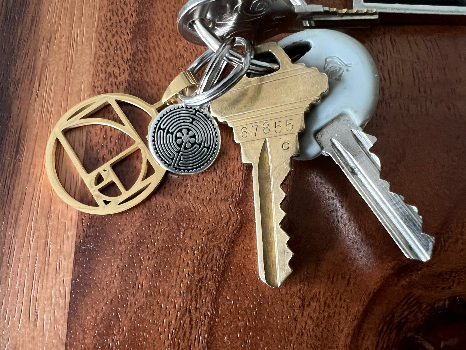 Keychain Embellishment: Double Sided Labyrinth (Antique Silver)