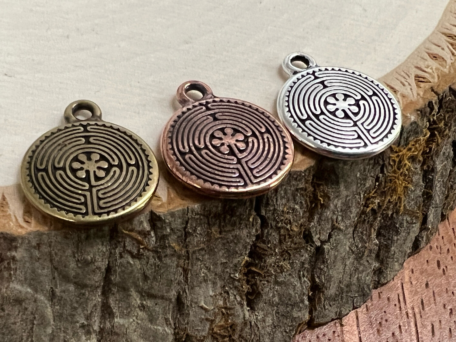Keychain Embellishment: Double Sided Labyrinth (Antique Copper)