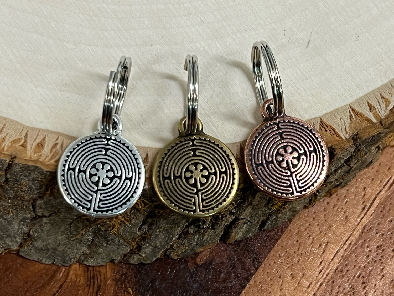 Keychain Embellishment: Double Sided Labyrinth (Antique Copper)