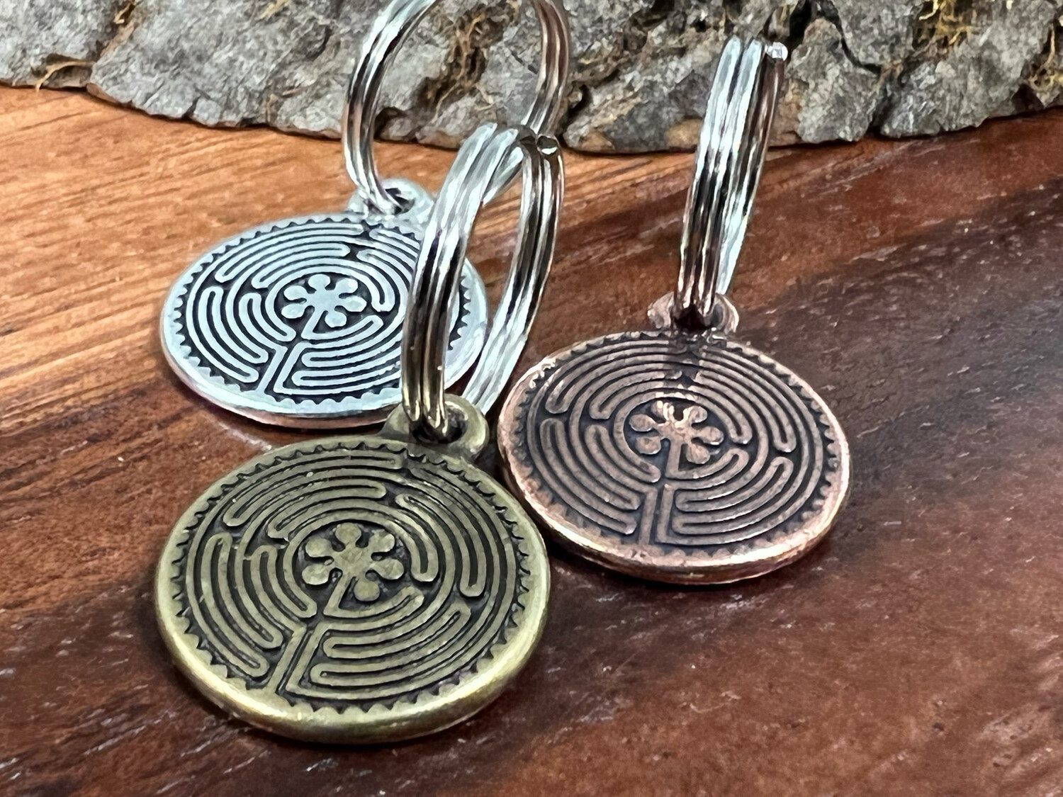 Keychain Embellishment: Double Sided Labyrinth (Antique Copper)