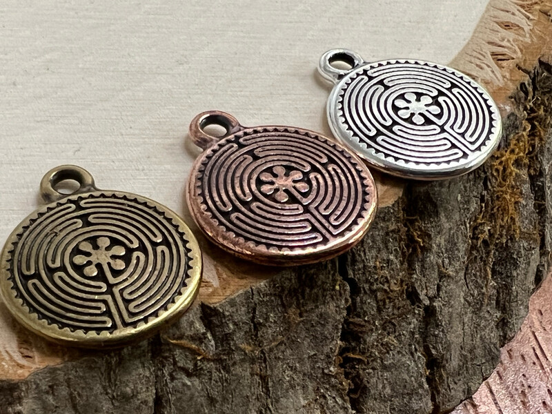 Keychain Embellishment: Double Sided Labyrinth (Antique Bronze)