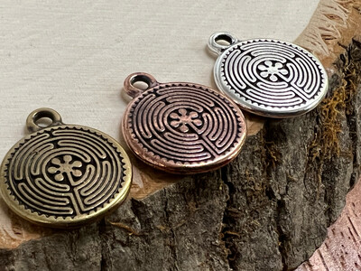 Keychain Embellishment: Double Sided Labyrinth (Antique Bronze)