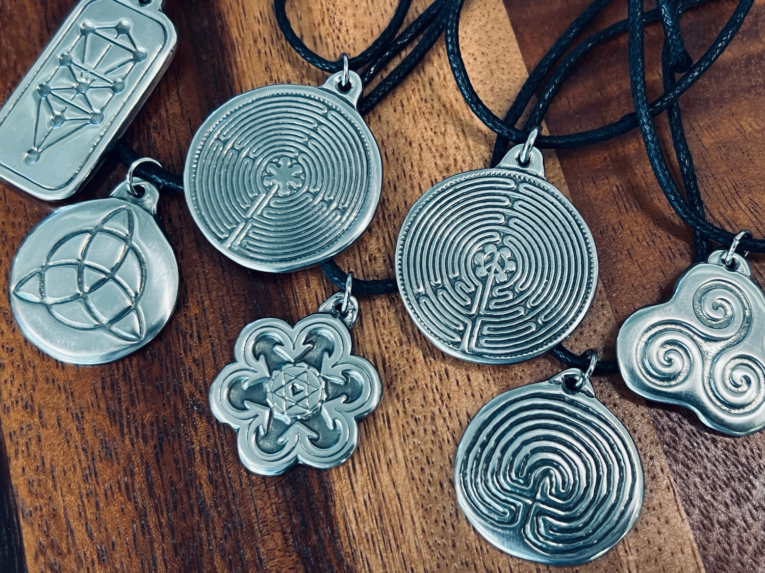Necklace: Hand Poured Pewter Triple Spirals